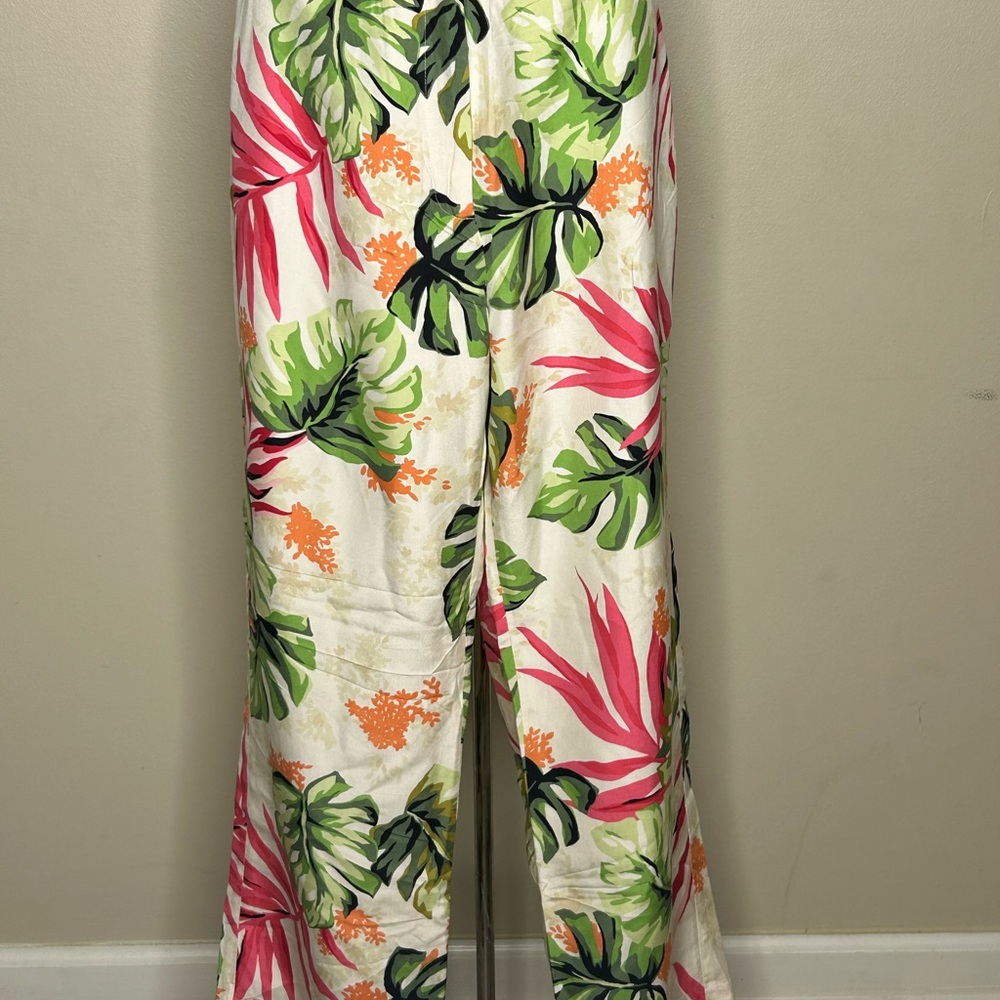 Talbots Green and Pink Wide Leg Pants